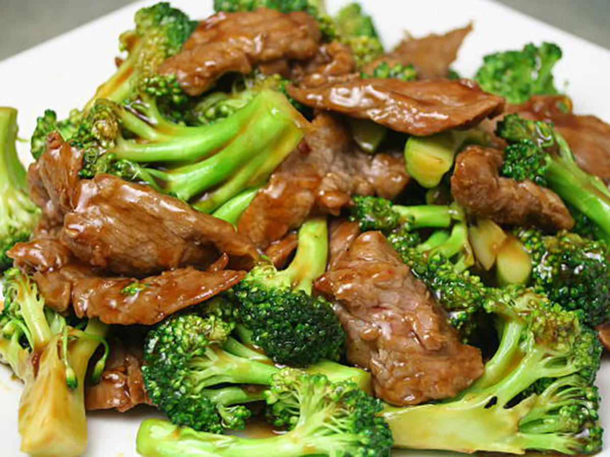 Savory beef stir-fried with fresh green broccoli